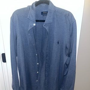 Ralph Lauren Polo Mens Blue Knit Dress Shirt